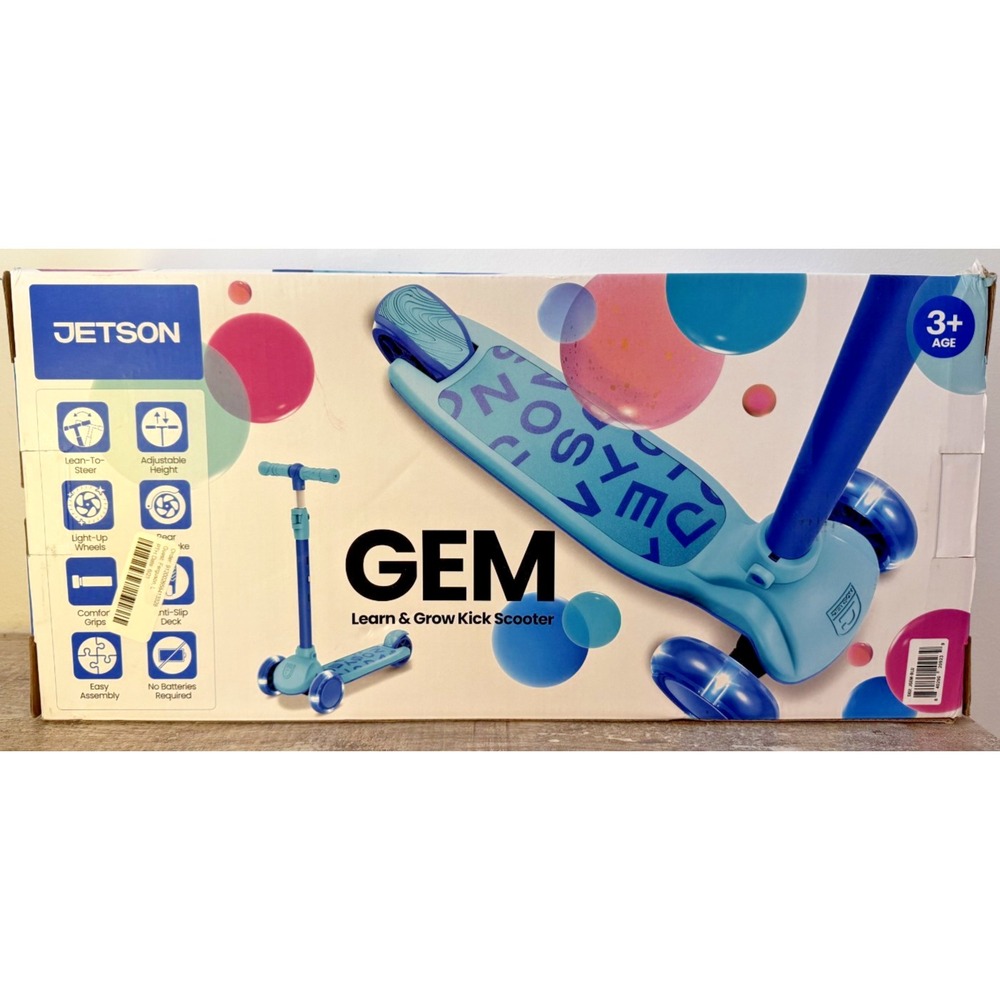 JETSON GEM LEARN & GROW KICK SCOOTER - BLUE/GREEN- ADJUSTABLE‎ & LIGHTS UP NIB